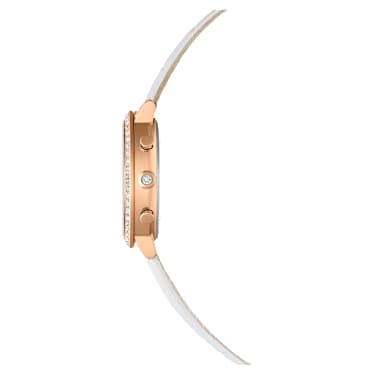 Ceas Matrix tennis chrono, Fabricat în Elveția, Curea din piele, Albastru, Nuanță roz-aurie, Finisaj în nuanță roz-aurie - Swarovski, 5754536