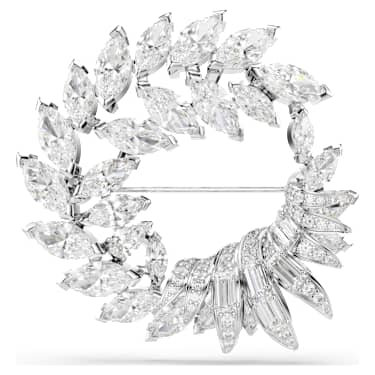 Mesmera 브로치, 마퀴즈 컷, 화이트, 로듐 플래팅 - Swarovski, 5754566