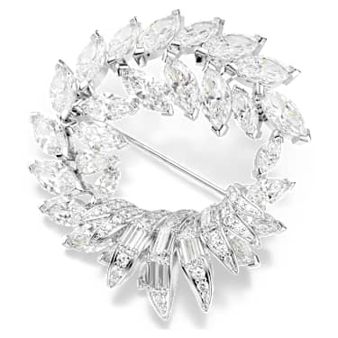 Mesmera Brosch, Marquisslipning, Vit, Rodiumpläterad - Swarovski, 5754566