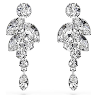 Diapason 水滴形耳環, 混合式切割, 白色, 鍍白金色 - Swarovski, 5754571
