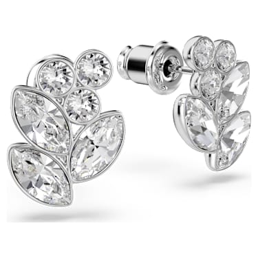 Diapason düğme Küpeler, Karışık kesimler, Beyaz, Rodyum kaplama - Swarovski, 5754587