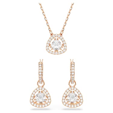 Una Angelic 套装, 套装 (2)，三角形切割, 粉红色, 玫瑰金色饰面 - Swarovski, 5754606