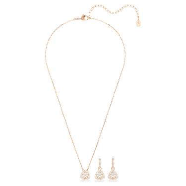 Una Angelic set, Set (2), Triangle cut, Pink, 18K rose gold finish - Swarovski, 5754606