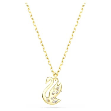 Wisiorek Swan, Szlify różnorodne, Łabędź, Biały, Wykończenie z 18-karatowego złota - Swarovski, 5754626