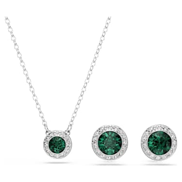 Sada Una Angelic, Sada (2),Kulatý výbrus, Zelená, Pokoveno rhodiem - Swarovski, 5754665