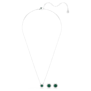 Una Angelic set, Set (2), Round cut, Green, Rhodium plated - Swarovski, 5754665
