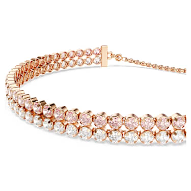 Bransoletka Matrix, Szlif okrągły, Biała, Wykończenie z 18-karatowego różowego złota - Swarovski, 5754670