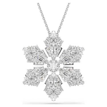 Idyllia Anhänger und Brosche, Verschiedene Schliffe, Schneeflocke, Weiß, Rhodiniert - Swarovski, 5754685
