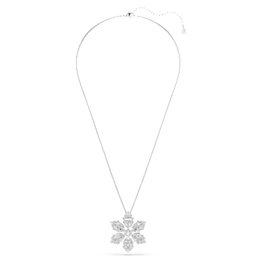 Idyllia 鏈墜和胸針, 混合式切割, 雪花, 白色, 鍍白金色 - Swarovski, 5754685