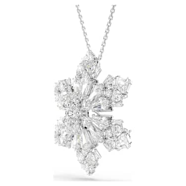Idyllia 鏈墜和胸針, 混合式切割, 雪花, 白色, 鍍白金色 - Swarovski, 5754685