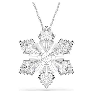 Idyllia 鏈墜和胸針, 混合式切割, 雪花, 白色, 鍍白金色 - Swarovski, 5754685