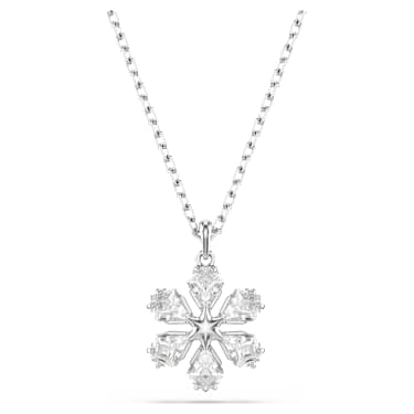 Pandantiv Idyllia, Tăieturi mixte, Fulg de zăpadă, Alb, Placat cu rodiu - Swarovski, 5754686