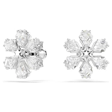 Idyllia bedugós fülbevaló, Vegyes metszés, Hópehely, Fehér, Ródium bevonattal - Swarovski, 5754687
