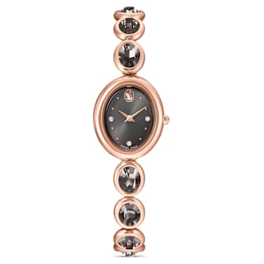 Zegarek Imber oval, Swiss Made, Metalowa bransoleta, Czarny, Powłoka w odcieniu różowego złota - Swarovski, 5754814