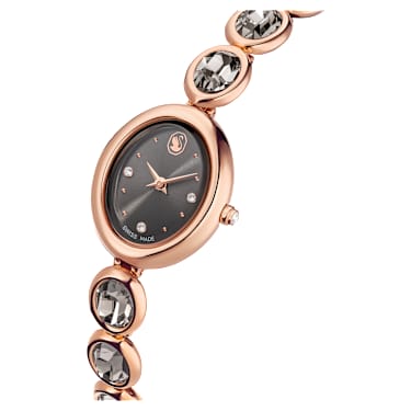 Imber oval Klocka, Tillverkad i Schweiz, Metallarmband, Svart, Roséguldfärgad finish - Swarovski, 5754814