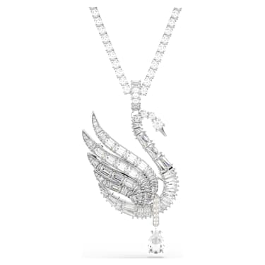 Vienna Anhänger und Brosche, Verschiedene Schliffe, Schwan, Weiß, Rhodiniert - Swarovski, 5754828