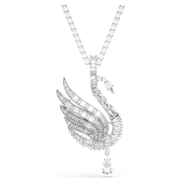 Pendentif et broche Vienna, Tailles variées, Cygne, Blancs, Métal rhodié - Swarovski, 5754828