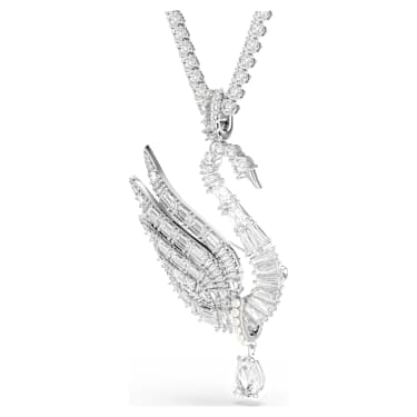 Vienna pendant and brooch, Mixed cuts, Swan, White, Rhodium plated - Swarovski, 5754828
