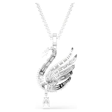 Pendente e spilla Vienna, Taglio misto, Cigno, Bianchi, Placcato rodio - Swarovski, 5754828