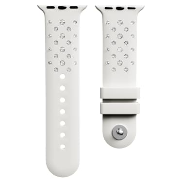 Pašček za ročno uro, Silikon s šivanjem, Siv, Nerjavno jeklo - Swarovski, 5755223