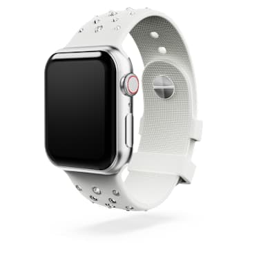 Pásek k hodinkám, Silikon s prošíváním, Šedý, Nerezová ocel - Swarovski, 5755223