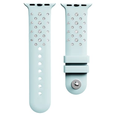 Bracelete para relógio, Silicone com costura, Azul, Aço inoxidável - Swarovski, 5755227