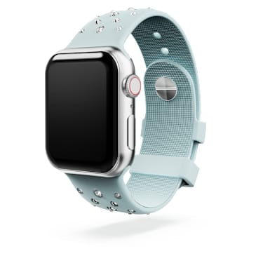 Watch strap, Silicone with stitching, Blue, Stainless steel - Swarovski, 5755227