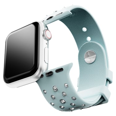 Watch strap, Silicone with stitching, Blue, Stainless steel - Swarovski, 5755227