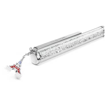 Crystalline ballpoint pen, Eiffel Tower, White lacquered, Chrome plated - Swarovski, 5755477