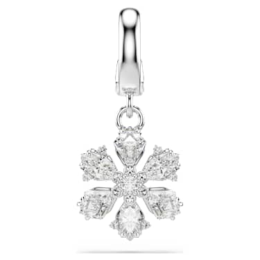 Idyllia charm, Mixed cuts, Snowflake, White, Rhodium plated - Swarovski, 5755513
