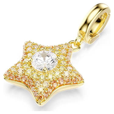 Charm Sublima, Talla redonda, Estrella, Amarillo, Acabado en oro de 18 quilates - Swarovski, 5755514