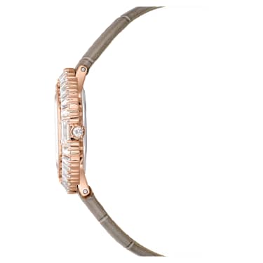 Relógio Matrix octagon, Pulseira de couro, Bege, Acabamento em rosa dourado - Swarovski, 5755686