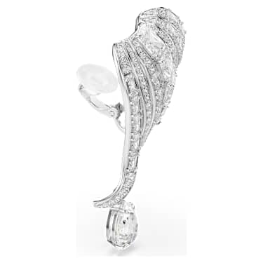 Vienna Ohrclips, Verschiedene Schliffe, Schwan, Weiß, Rhodiniert - Swarovski, 5755961