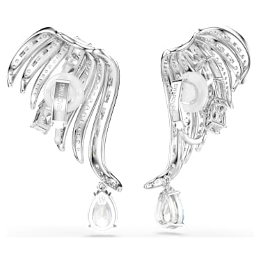Klipsy Vienna, Szlify różnorodne, Łabędź, Białe, Powłoka z rodu - Swarovski, 5755961