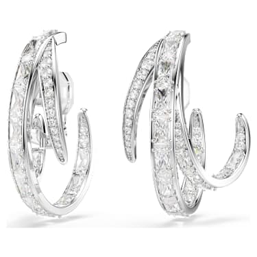 Boucles d'oreilles clip Vienna, Tailles variées, Blanches, Métal rhodié - Swarovski, 5756046