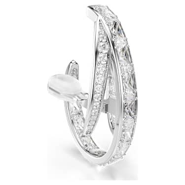 Pendientes de clip Vienna, Tallas mixtas, Blancos, Baño de rodio - Swarovski, 5756046