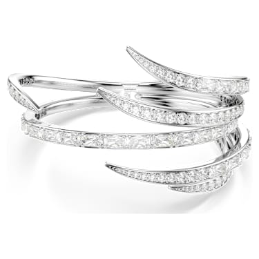 Pevný náramek Vienna, Různé výbrusy, Bílý, Pokoveno rhodiem - Swarovski, 5756049