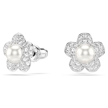 Ariana Grande x Swarovski Örhängen, Kristallpärla, Rund slipning, Blomma, Vit, Rodiumpläterad - Swarovski, 5756098