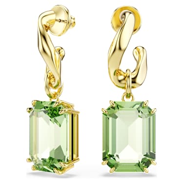 Millenia ドロップピアス, オクタゴンカット, グリーン, 18Kゴールドコーティング - Swarovski, 5756151