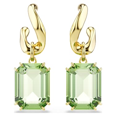 Millenia csepp alakú fülbevaló, Nyolcszög metszés, Zöld, 18 kt-os aranybevonat - Swarovski, 5756151