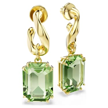 Długie kolczyki Millenia, Szlif ośmiokątny, Zielone, Wykończenie z 18-karatowego złota - Swarovski, 5756151