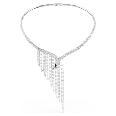 Vienna necklace, Mixed cuts, Swan, White, Rhodium plated - Swarovski, 5757502