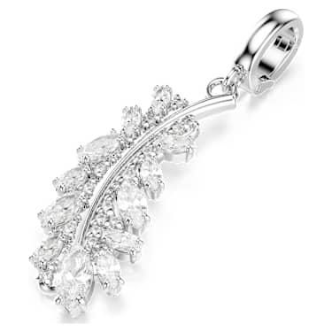 Charm Vienna, Tallas mixtas, Pluma, Blanco, Baño de rodio - Swarovski, 5757739