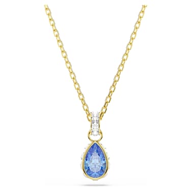 Chroma pendant, Pear cut, Blue, 18K gold finish - Swarovski, 5757786