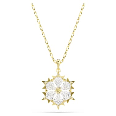 Magic pendant, Mixed cuts, Snowflake, White, 18K gold finish - Swarovski, 5757788