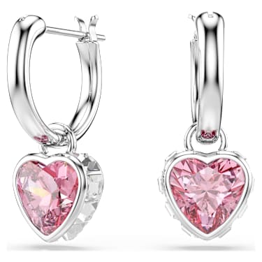 Chroma csepp alakú fülbevaló, Szív, Rózsaszín, Ródium bevonattal - Swarovski, 5757814