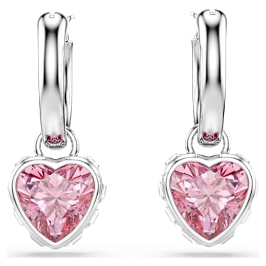 Pendants d'oreilles Chroma, Cœur, Rose, Métal rhodié - Swarovski, 5757814