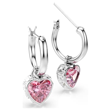 Chroma ドロップピアス, ハート, ピンク, ロジウム・プレーティング - Swarovski, 5757814