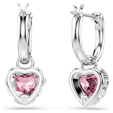 Chroma Oorhangers, Hart, Roze, Rodium toplaag - Swarovski, 5757814