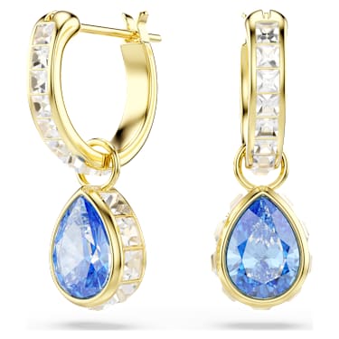Długie kolczyki Chroma, Szlif gruszkowy, Niebieskie, Wykończenie z 18-karatowego złota - Swarovski, 5757815
